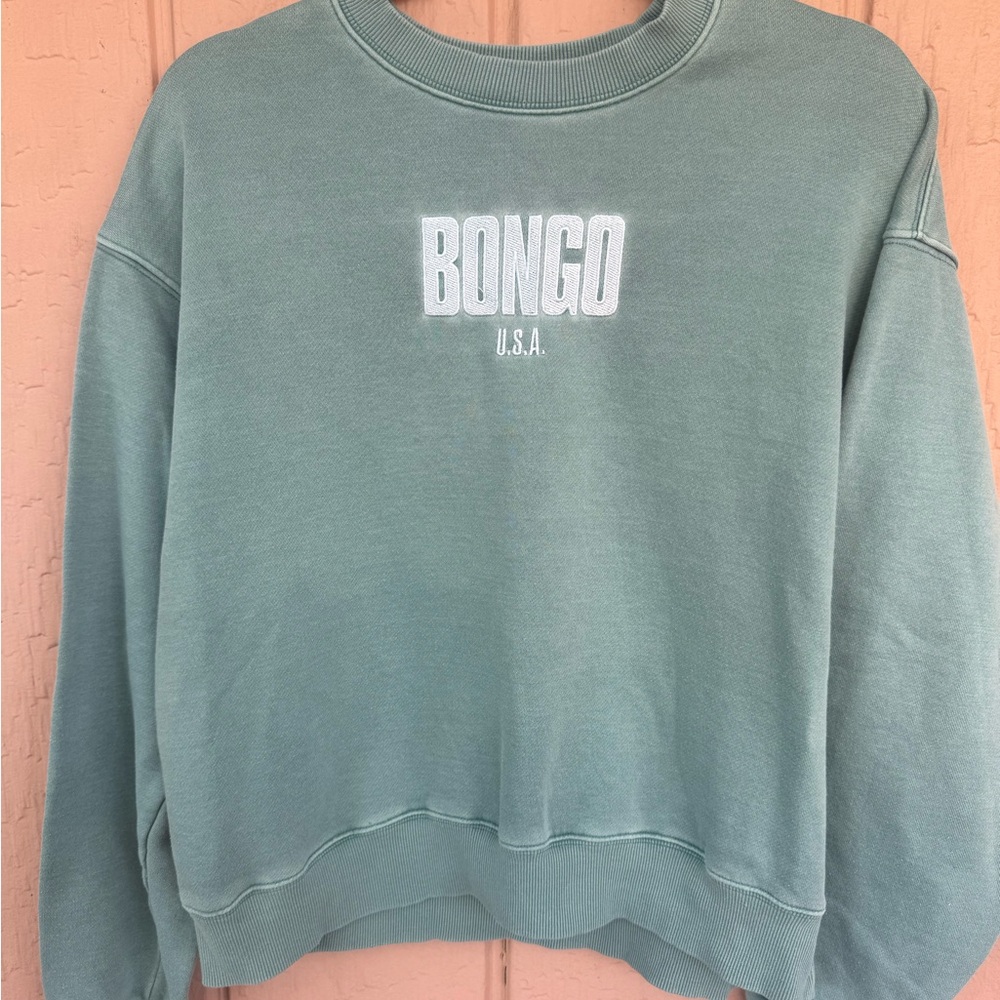 EUC Forever 21 Bongo Faded Green Y2K Pull Over Sweatshirt Size Medium
